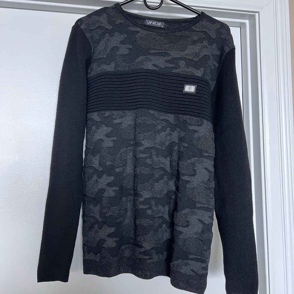 Leif Nelson black camo. Great looking pull over sweater!